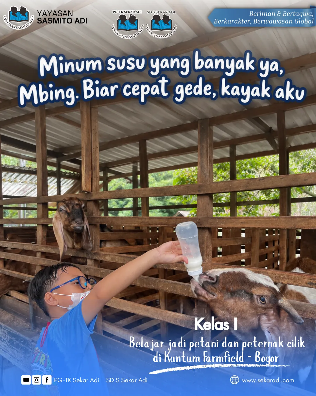 Kelas I belajar jadi petani dan peternak cilik di Kuntum Farmfield, Bogor