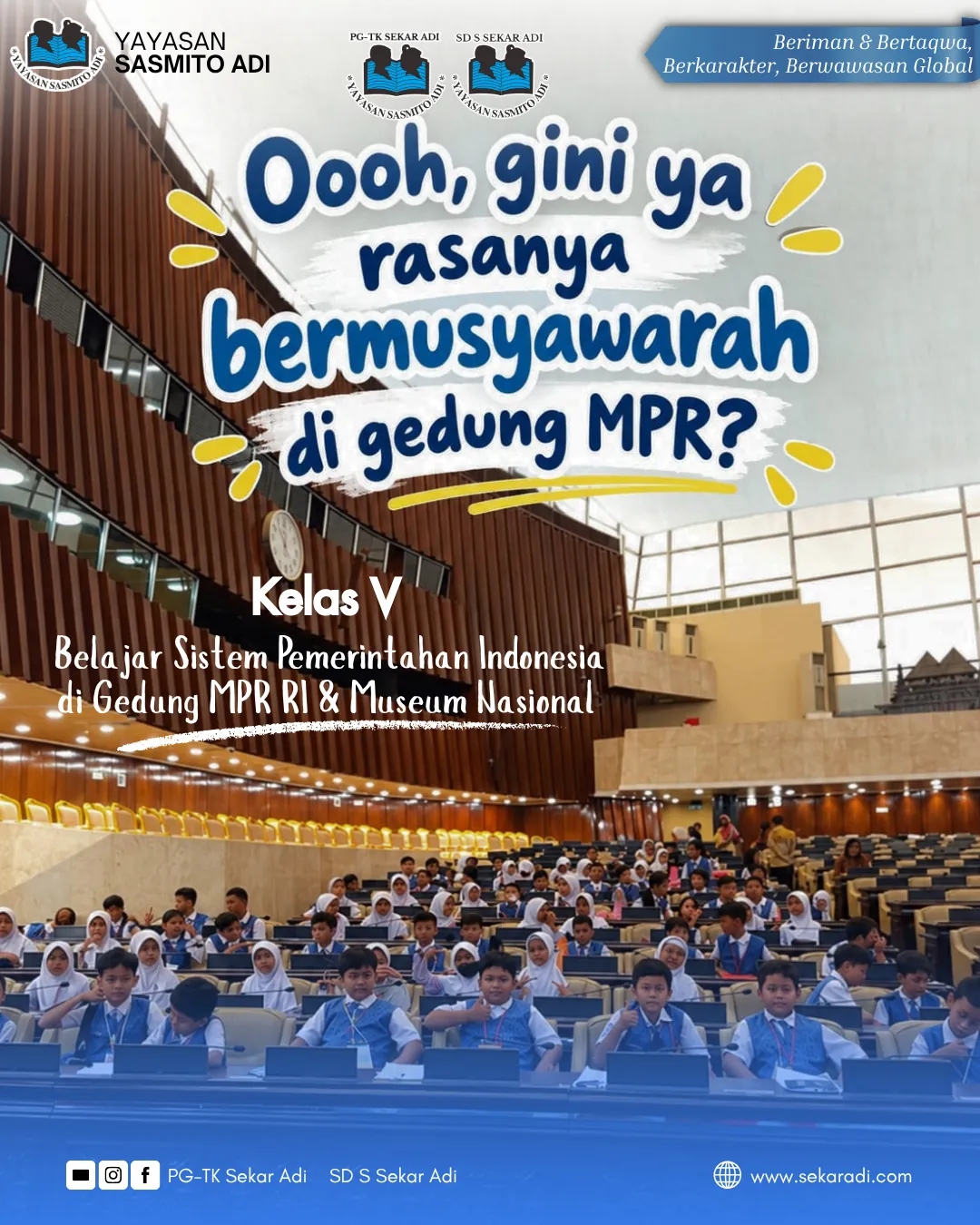 Kelas V belajar sistem pemerintahan Indonesia di Gedung MPR RI dan Museum Nasional